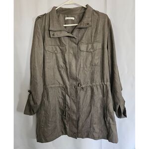 Be Cool Women's Grey Utility Jacket Zip Up Button Closure New Without Tag Medium